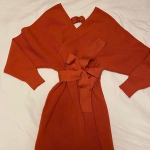 Knit Wrap Dress with Belt